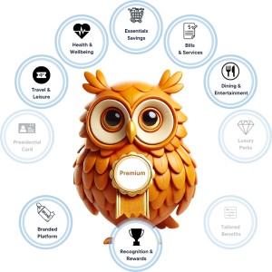 Orange owl representing the Premium tier of membership