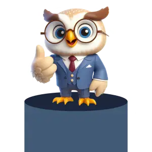 White corporate owl on a podium representing successful organisations