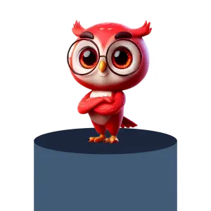 Orange owl standing proudly on a podium representing employee recognition