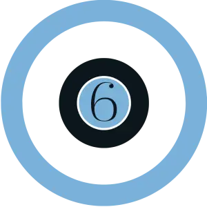 Step 6 icon representing reporting and results
