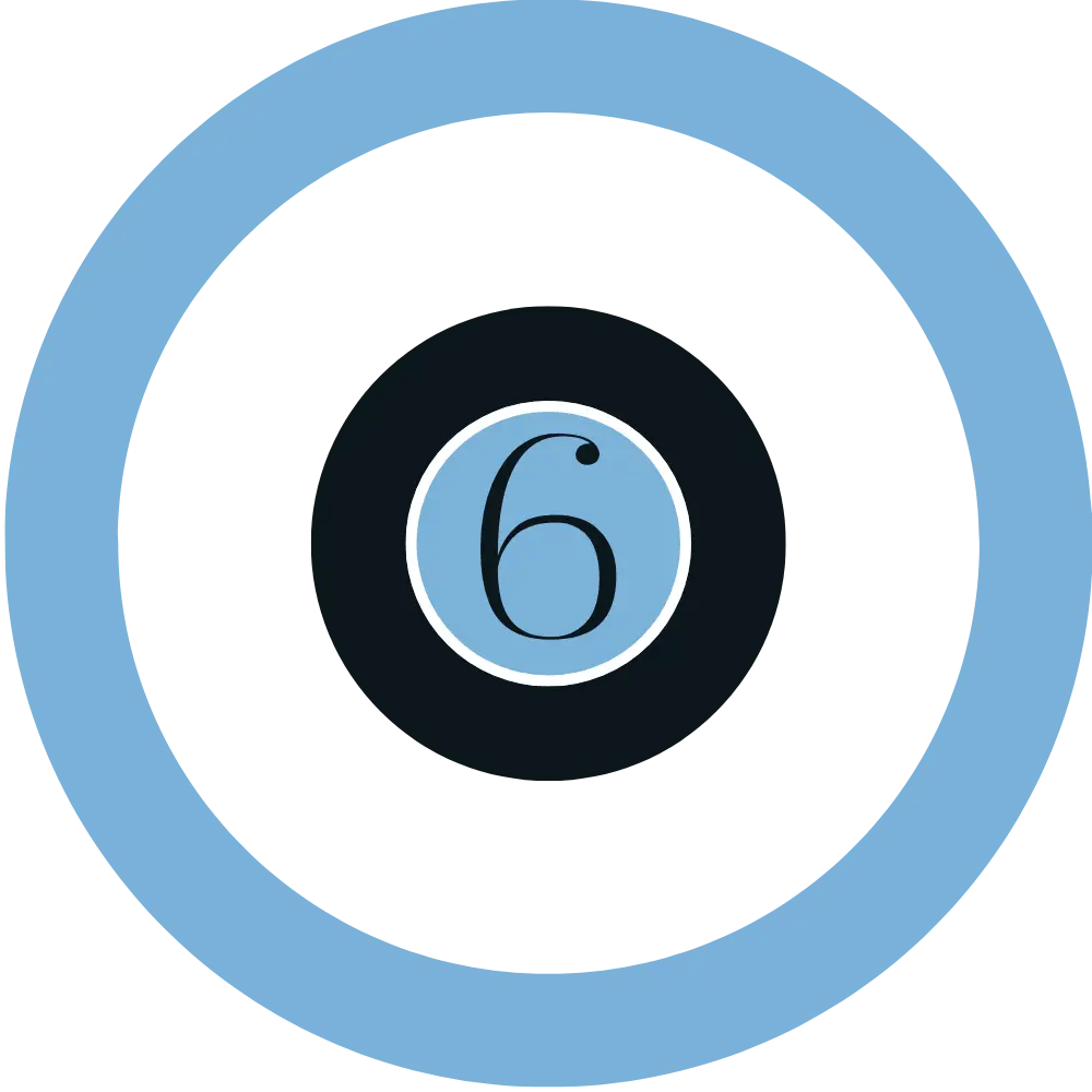 Step 6 icon representing reporting and results