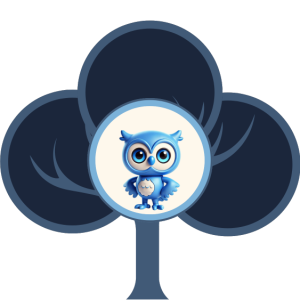 Blue owl perched confidently, symbolising organisations supporting employees or members