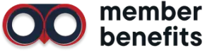 Member Benefits logo with interlinked owl eyes symbol