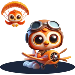 Owl flying a plane with a parachute symbolising delivery of member benefits