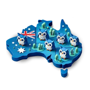 Map of Australia with owl icons representing Member Benefits coverage across regions